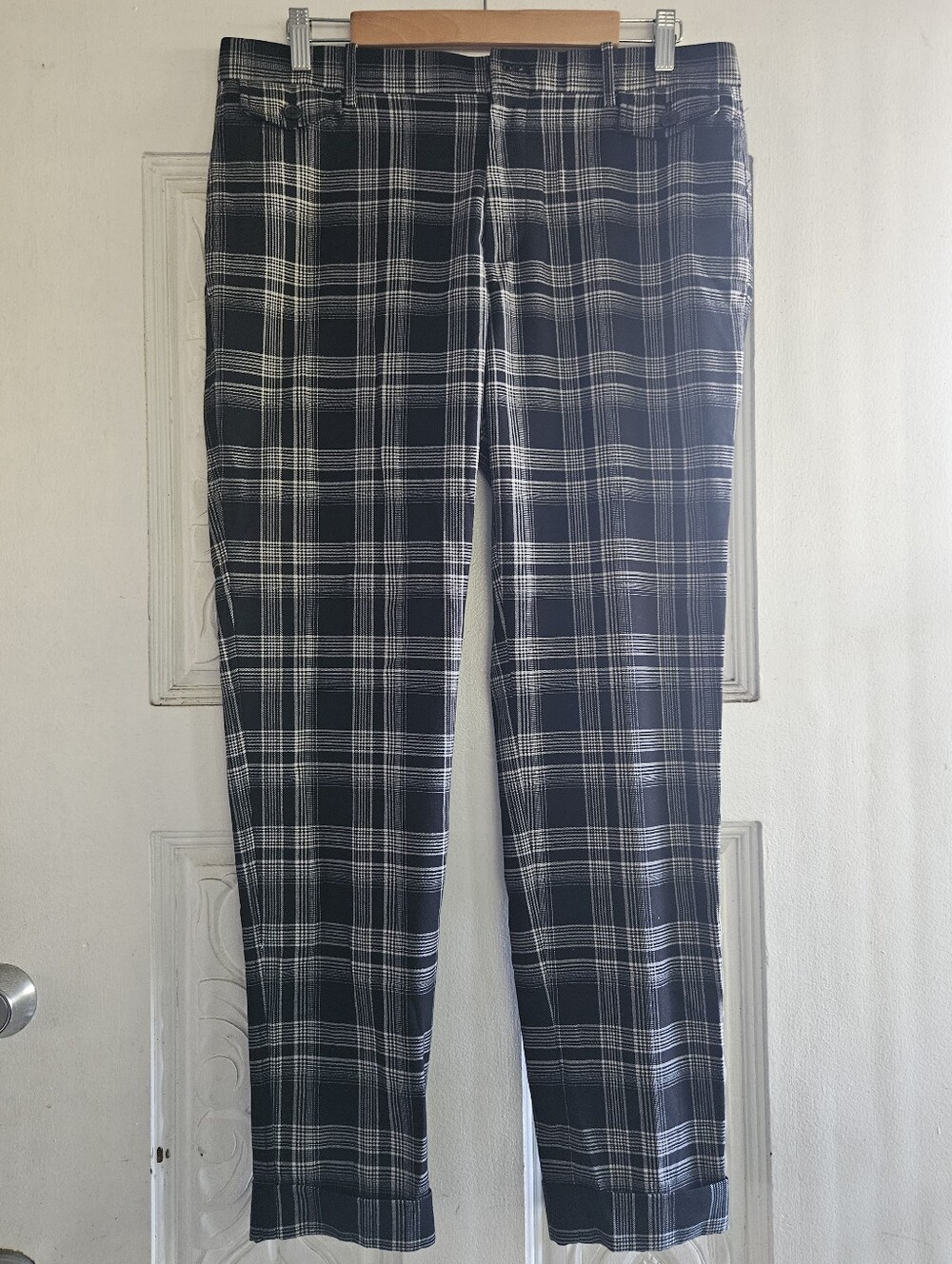 INC International Concepts Black and White Plaid Trousers Size 32